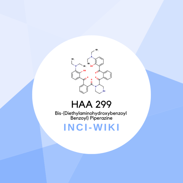 Molekülstruktur des UV-Filters HAA299 Bis-(Diethylaminohydroxybenzoyl Benzoyl) Piperazine