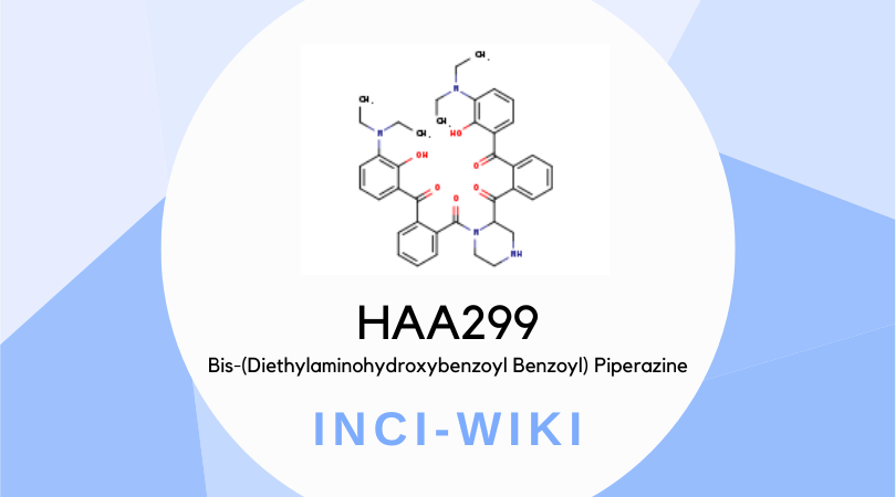 Molekülstruktur des UV-Filters HAA299 Bis-(Diethylaminohydroxybenzoyl Benzoyl) Piperazine